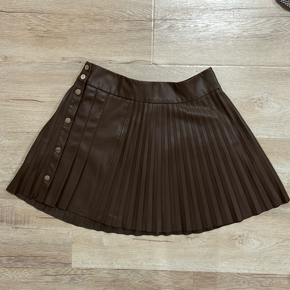 Zara espresso brown leather skirt